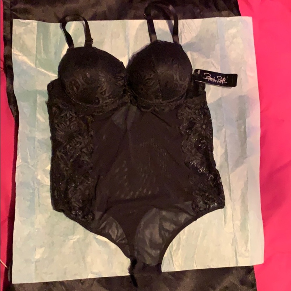 Sold!! Rene Rofe Lingerie, black lace thong teddy